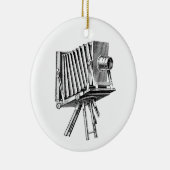 ヴィンテージのカメラ-旧式なカメラの写真撮影の黒 セラミックオーナメント (右)