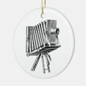 ヴィンテージのカメラ-旧式なカメラの写真撮影の黒 セラミックオーナメント (左)