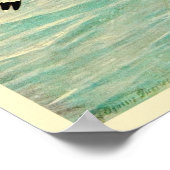 ヴィンテージのカモメと海波 ポスター (角)