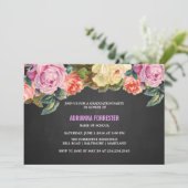 ヴィンテージのカラフルなバラの黒板の卒業パーティー 招待状 (スタンド正面)