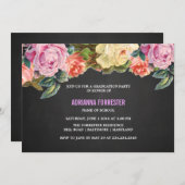 ヴィンテージのカラフルなバラの黒板の卒業パーティー 招待状 (正面/裏面)