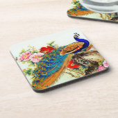 ヴィンテージのカラフルの孔雀 コースター (左側)