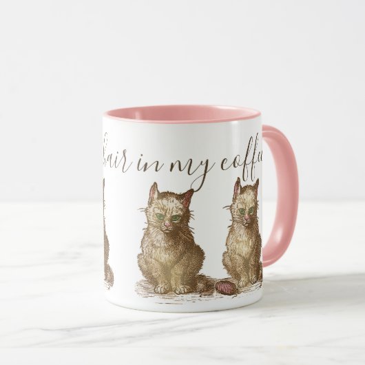 ヴィンテージのカリカリ猫コーヒーに猫毛が入っている マグカップ (正面右)