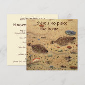 ヴィンテージのカレイの平魚、面白い新築パーティー 招待状 (正面/裏面)