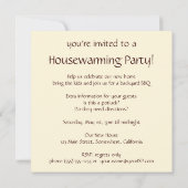 ヴィンテージのカレイの平魚、面白い新築パーティー 招待状 (裏面)