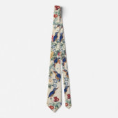 ヴィンテージのカワセミの鳥の動物のRedouteの花のタイ ネクタイ (正面)