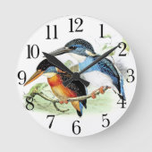 ヴィンテージのカワセミの鳥の野性生物の動物の柱時計 ラウンド壁時計 (正面)