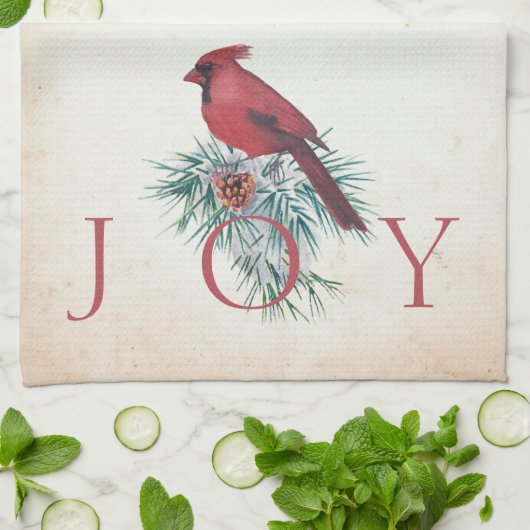 ヴィンテージのカーディナル カスタム クリスマス ホリデー キッチンタオル (折り畳み)