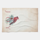 ヴィンテージのカーディナル カスタム クリスマス ホリデー キッチンタオル (横)