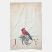 ヴィンテージのカーディナル カスタム クリスマス ホリデー キッチンタオル (縦)
