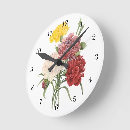 ヴィンテージのカーネーションのナデシコの庭によってはRedouteが開花します ラウンド壁時計 (傾斜)