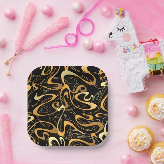 ヴィンテージのカールのテクスチャ渦巻き紙プレート ペーパープレート (パーティー)