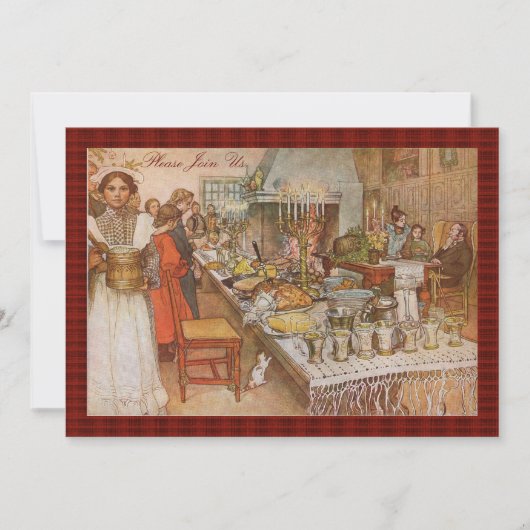 ヴィンテージのカールラーション著スウェーデンの休日のブランチ 招待状 (正面)