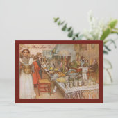 ヴィンテージのカールラーション著スウェーデンの休日のブランチ 招待状 (スタンド正面)