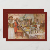 ヴィンテージのカールラーション著スウェーデンの休日のブランチ 招待状 (正面/裏面)