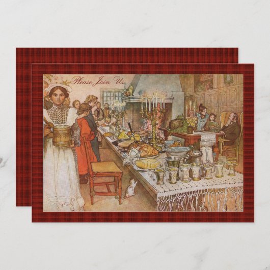 ヴィンテージのカールラーション著スウェーデンの休日のブランチ 招待状 (正面/裏面)