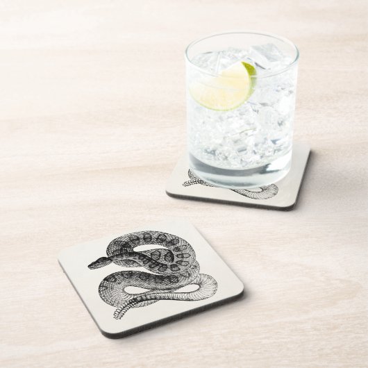 ヴィンテージのガラガラヘビのハ虫類のヘビのテンプレート コースター (右側)