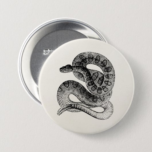 ヴィンテージのガラガラヘビのハ虫類のヘビのテンプレート 缶バッジ (正面&裏面)