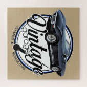 ヴィンテージのガレージの黒コルベット ジグソーパズル (横)