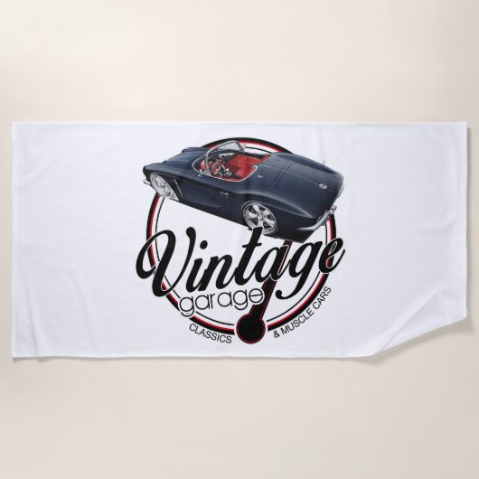 ヴィンテージのガレージコルベット ビーチタオル (正面)