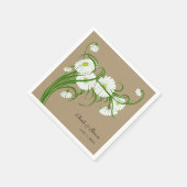 ヴィンテージのガーベラ ダイシー フラワーズ ウェディング スタンダードカクテルナプキン (角)