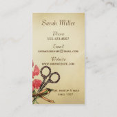 ヴィンテージのガーリーな美容師の花のはさみのピンク 名刺 (裏面)
