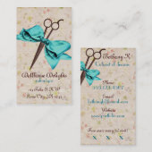 ヴィンテージのガーリーな美容師の青い弓花柄のせん断 ロイヤリティカード (正面/裏面)