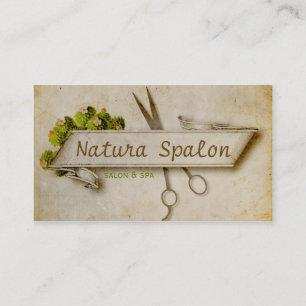 ヴィンテージのガーリーな美容師は自然な紙を切ります 名刺