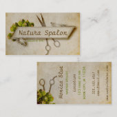 ヴィンテージのガーリーな美容師は自然な紙を切ります 名刺 (正面/裏面)