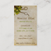 ヴィンテージのガーリーな美容師は自然な紙を切ります 名刺 (裏面)