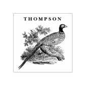 ヴィンテージのキジのゲーム鳥のイラスト 黒白 ネーム ラバースタンプ (インプリント)