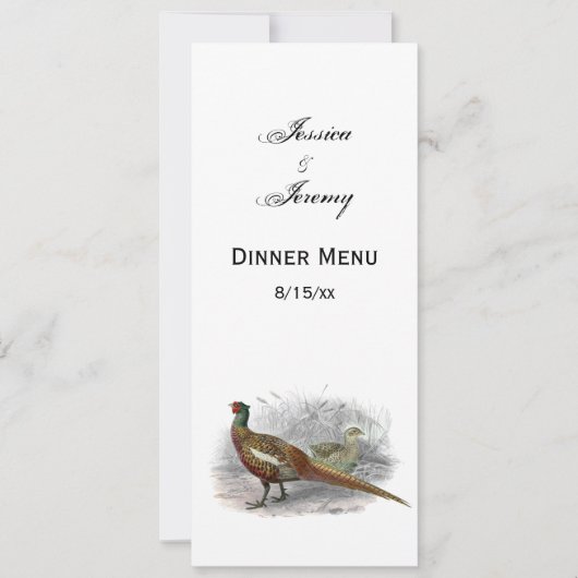 ヴィンテージのキジ ゲーム バード ドローイング カラー #2 招待状 (正面)