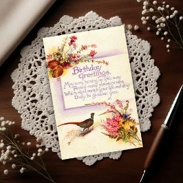 ヴィンテージのキジ 1917 ヘザーの誕生日 ポストカード