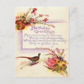 ヴィンテージのキジ 1917 ヘザー 誕生日 ポストカード (正面)