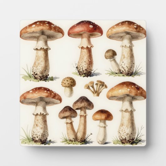 ヴィンテージのキノコ・毒キノコの植物学的菌類イラスト フォトプラーク (正面)