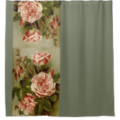 ヴィンテージのキャベツばら色の花の花柄の庭 シャワーカーテン (正面)