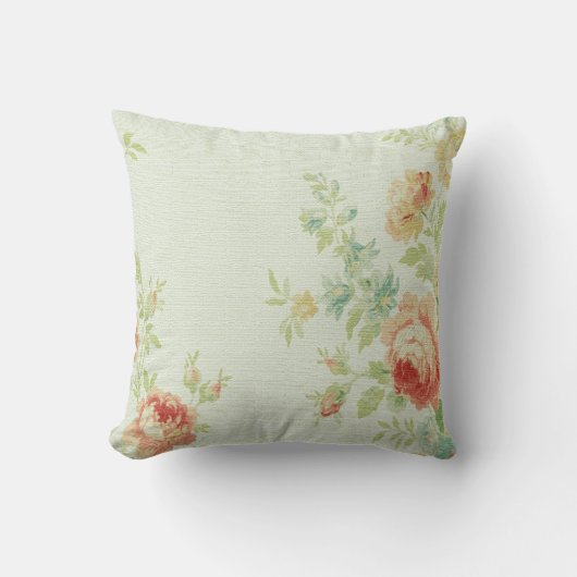 ヴィンテージのキャベツバラの投球の枕淡い色のなピンクかモモ クッション (正面)