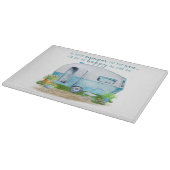 ヴィンテージのキャンピングカーのガラスまな板 カッティングボード (角)