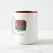 ヴィンテージのキャンピングカーのクリスマスの休日のマグ ツートーンマグカップ (正面左)