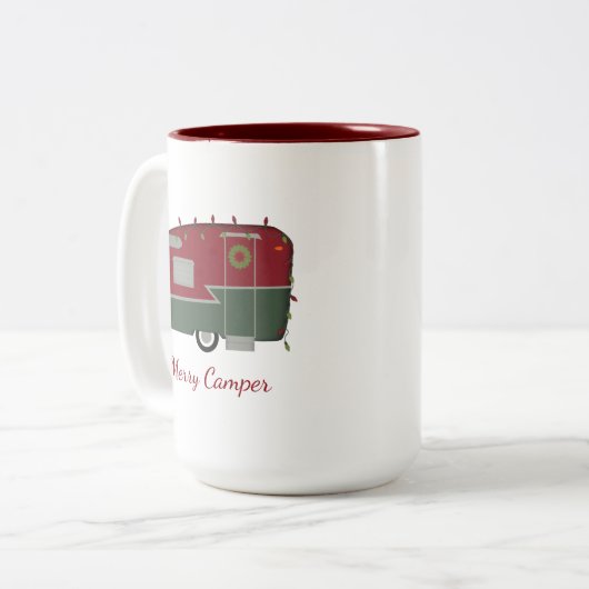 ヴィンテージのキャンピングカーのクリスマスの休日のマグ ツートーンマグカップ (正面左)
