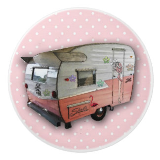 ヴィンテージのキャンピングカーの引出しのノブ セラミックノブ