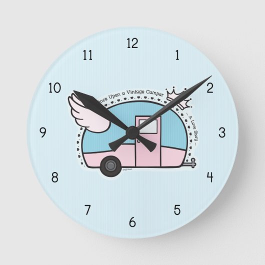 ヴィンテージのキャンピングカートレーラー ラウンド壁時計 (正面)