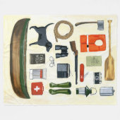 ヴィンテージのキャンプの分類学のプラシ天のキルト フリースブランケット (正面(横))