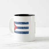 ヴィンテージのキューバの旗 ツートーンマグカップ (正面左)