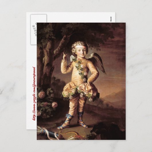 ヴィンテージのキューピッドおよび矢のバレンタインの郵便はがき シーズンポストカード (正面/裏面)