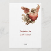 ヴィンテージのキューピッドとハート 招待状 (裏面)