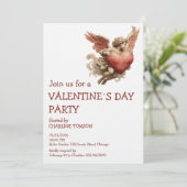 ヴィンテージのキューピッドとハート 招待状 (スタンド正面)