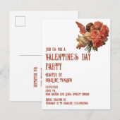 ヴィンテージのキューピッドとバラの花束 インビテーションポストカード (正面/裏面)