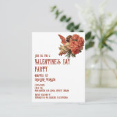 ヴィンテージのキューピッドとバラの花束 インビテーションポストカード (スタンド正面)