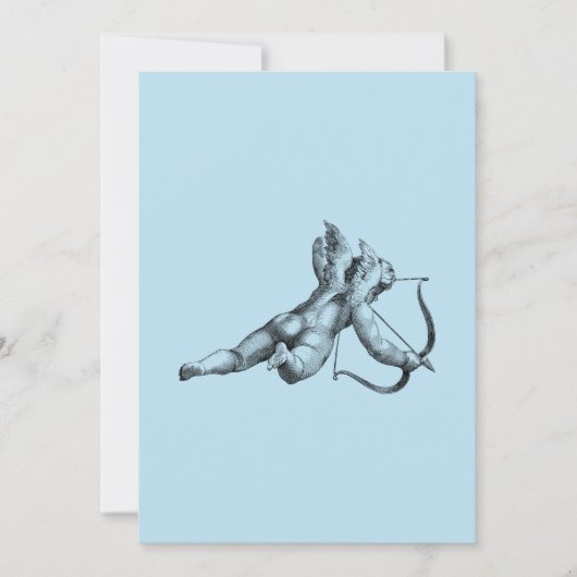 ヴィンテージのキューピッドと矢の愛の天使 招待状 (正面)